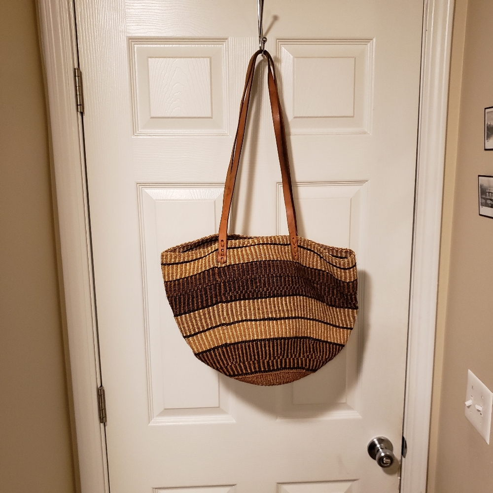 Striped Basket Bag